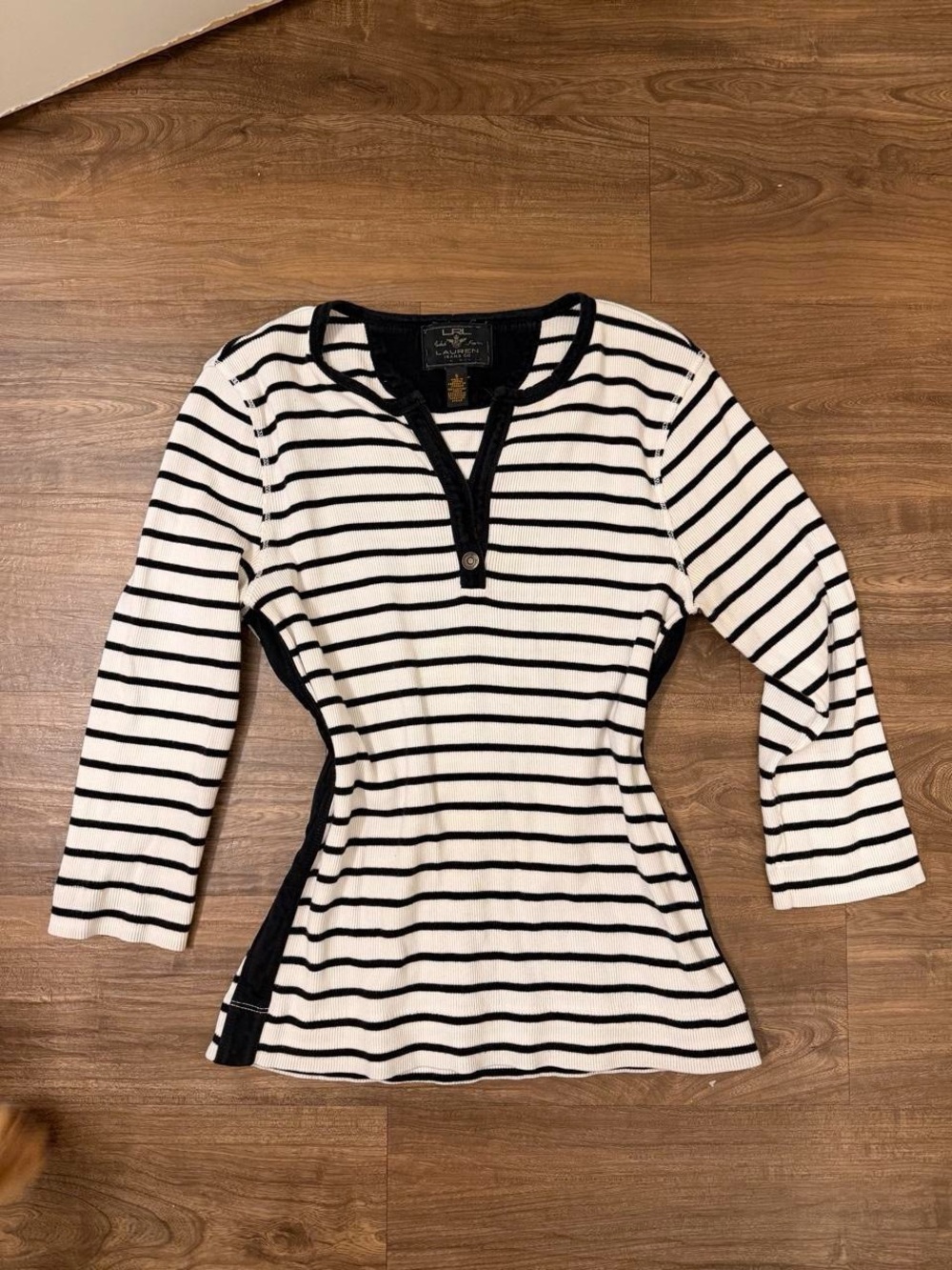 Ralph Lauren Striped Black and White Women's Knit Top - Classic Nautical Style
